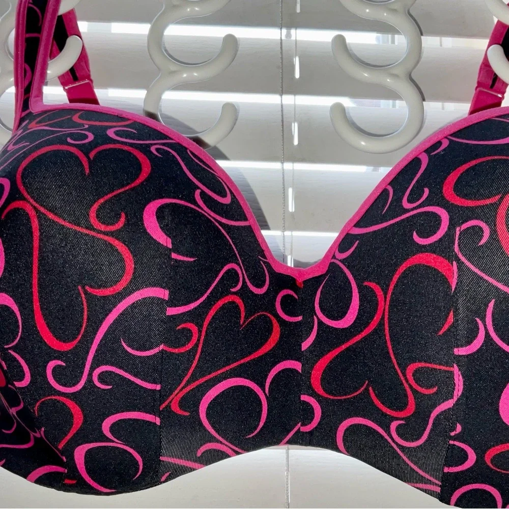CACIQUE HOT PINK HEARTS 38 G LIGHTLY LINED BRA - Picture 4 of 8